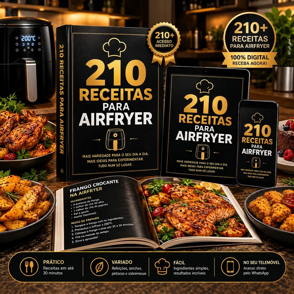 Colecção digital com 210+ receitas rápidas para Airfryer